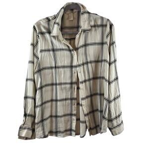 H&m Women's White Plaid Blouse Size 14